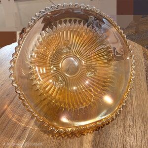 Vintage Jeanette Amber Glass Footed Bowl